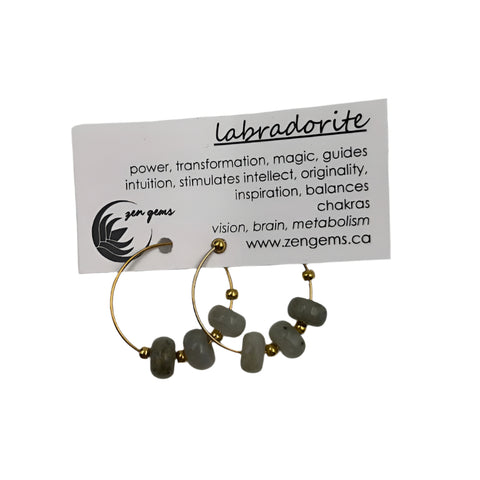 Zen Gems - Triple Beaded Stainless Steel Hoop Earrings