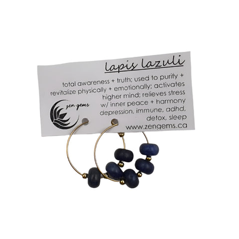 Zen Gems - Triple Beaded Stainless Steel Hoop Earrings