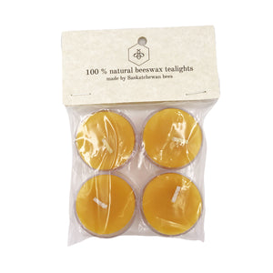 Tu-Bees Gourmet Honey - Beeswax Clear Cup Tealight Candles (4 Pack)